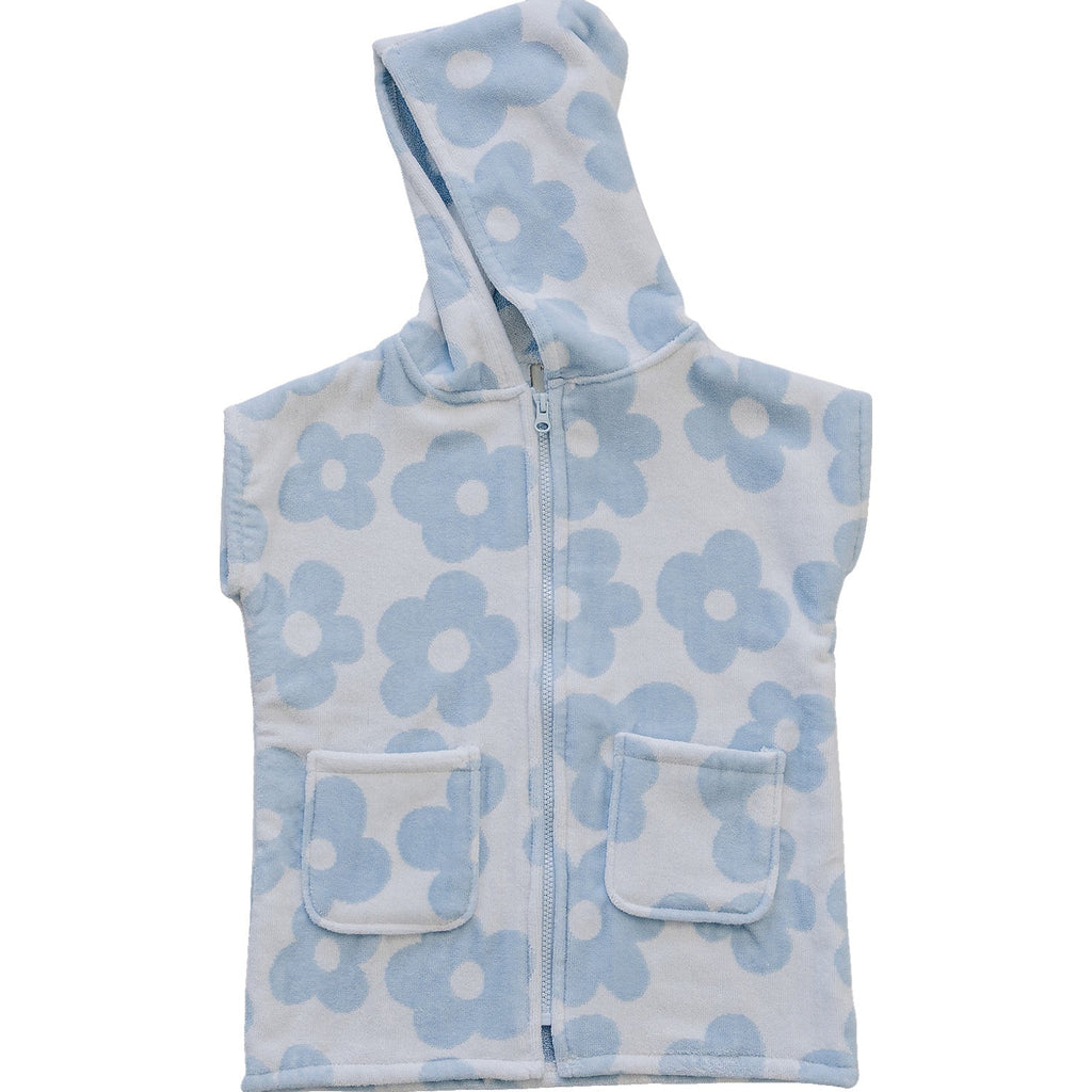 Coastal Floral Zip-Up Organic Cotton Beach Poncho