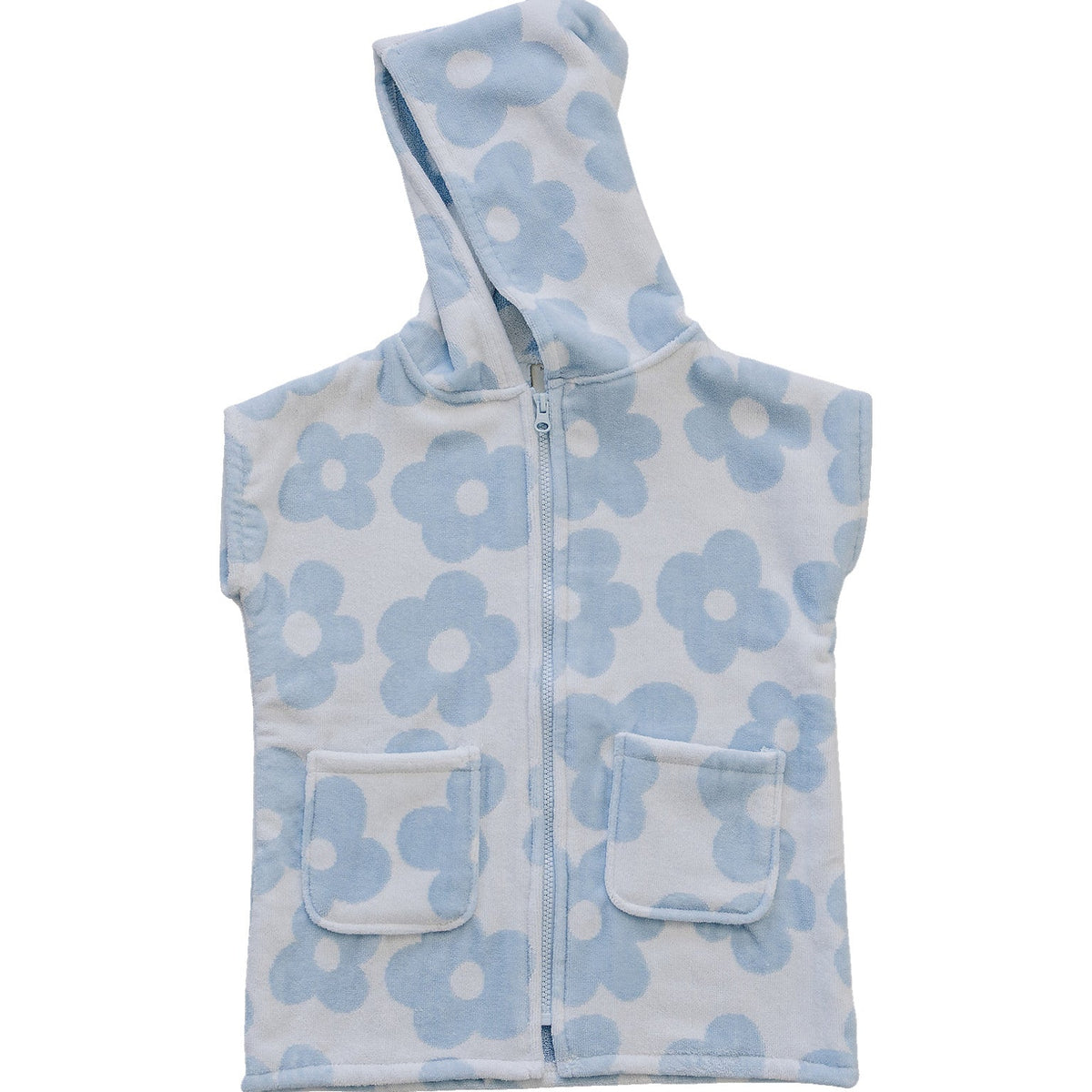 Coastal Floral Zip-Up Organic Cotton Beach Poncho