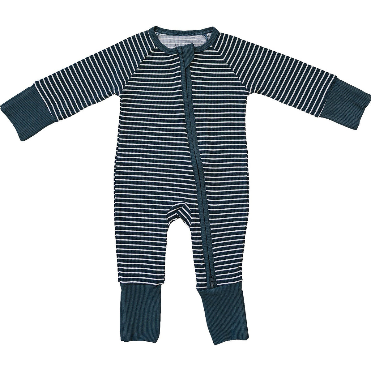 Navy Stripes Ribbed Bamboo Zipper