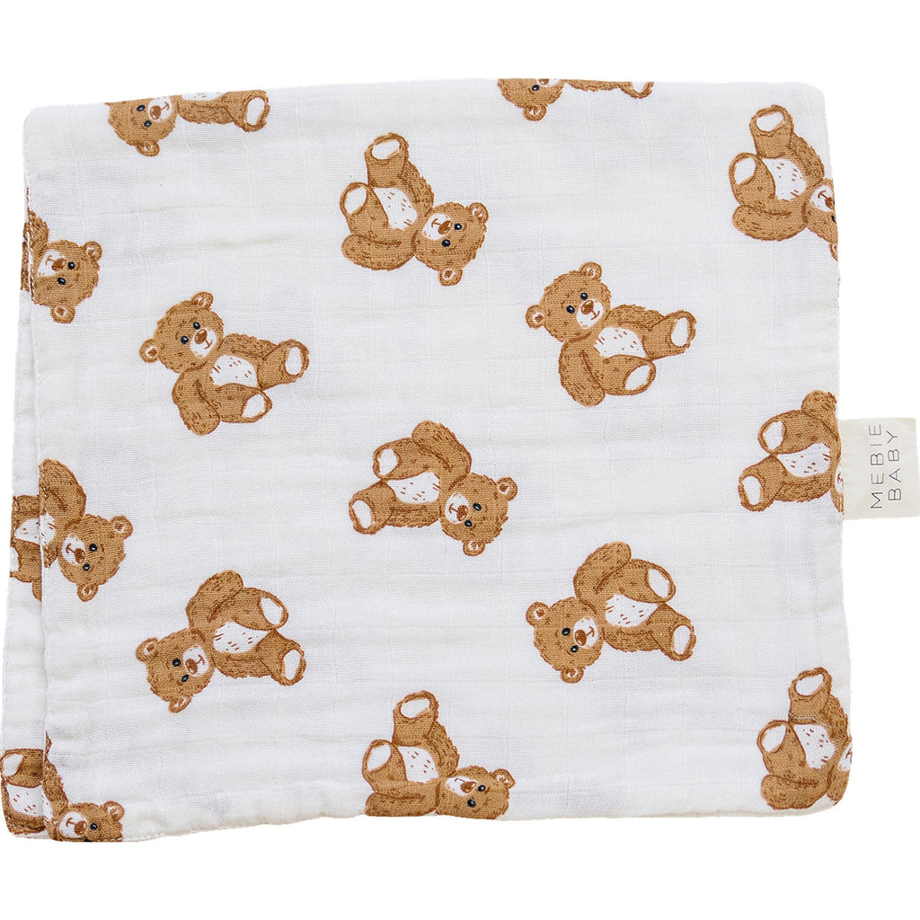 Teddy Bear Muslin Burp Cloth